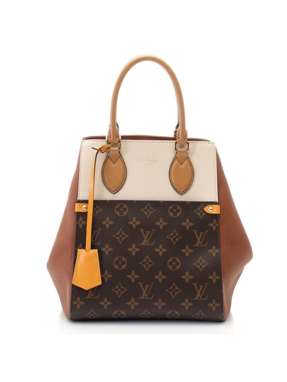 Louis Vuitton Fold Tote Bag MM Monogram Leather Camel Sunbeam Cream